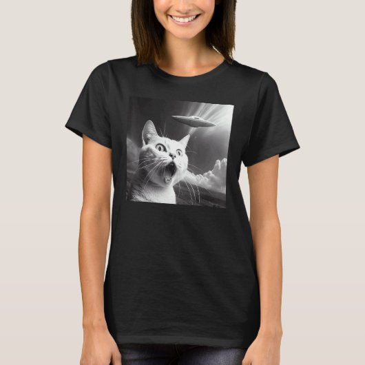エイリアンUFO 猫 1 Tシャツ (正面)