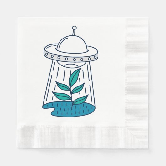 エイリアンUFO 縁ありランチョンナプキン (正面)