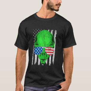 エイリアンUFO 7月4日アメリカ国旗USA America Pa Tシャツ