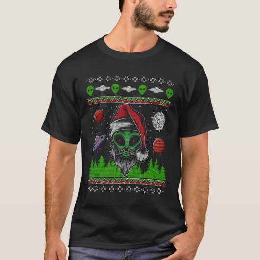 エイリアンUFO ET超常的な醜いクリスマスセーターKni Tシャツ (正面)