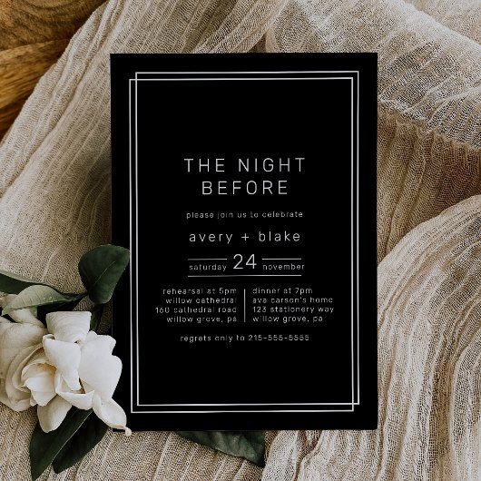 エイヴェリー ダーク ブラック リハーサルディナー前夜 招待状