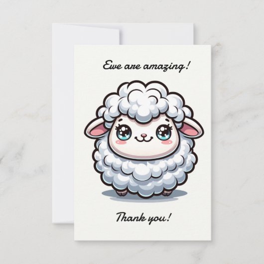 エウェは驚くほど可愛い羊プンフラットサンキューカード サンキューカード (正面)