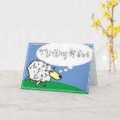 エウェ考えバブルの羊の考え漫画 カード (黄色い花)