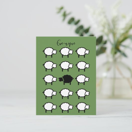 エウニク引用文黒羊ユニーク葉書 ポストカード (スタンド正面)