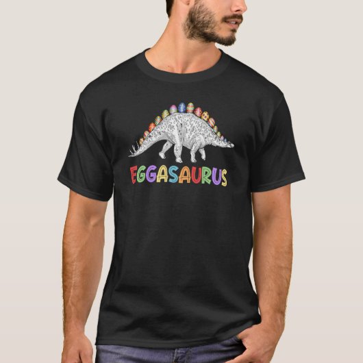 エガサウルスステゴサウルス卵恐竜ハッピーイースターD Tシャツ (正面)