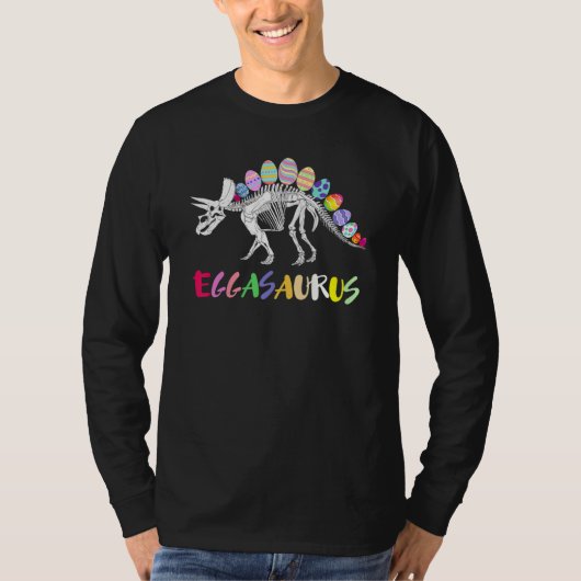 エガサウルスステゴサウルス卵恐竜ハッピーイースターD Tシャツ (正面)