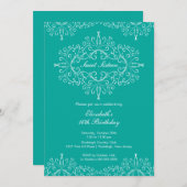 エガントティール(緑がかった色)Sweet sixteen誕生日招待状 招待状 (正面/裏面)