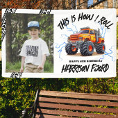 エキサイティングなオレンジモンスタートラックボーイズ誕生日パーティー 横断幕