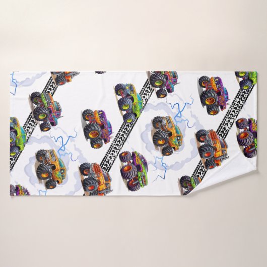 エキサイティングなキッズモンスタートラックパターン バスタオル (バスタオル)