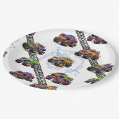 エキサイティングなキッズモンスタートラックパターン ペーパープレート (アングル)