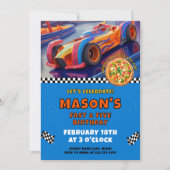 エキサイティングなスピードウェイお祝い誕生日 招待状 (正面)