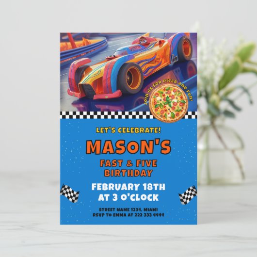 エキサイティングなスピードウェイお祝い誕生日 招待状 (スタンド正面)