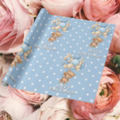 エキサイティングなテディベアブルーの誕生日 ラッピングペーパー