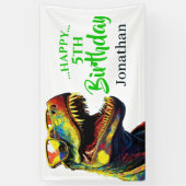 エキサイティングなディノをテーマにした誕生日 横断幕 (縦)