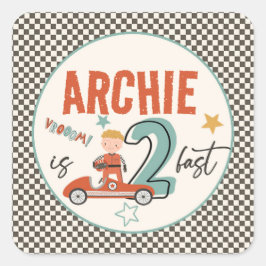 エキサイティングなレースカーをテーマにしたステッカー スクエアシール