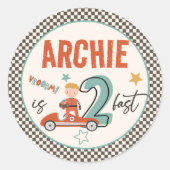 エキサイティングなレースカーをテーマにしたステッカー – Kiに最適 ラウンドシール (正面)