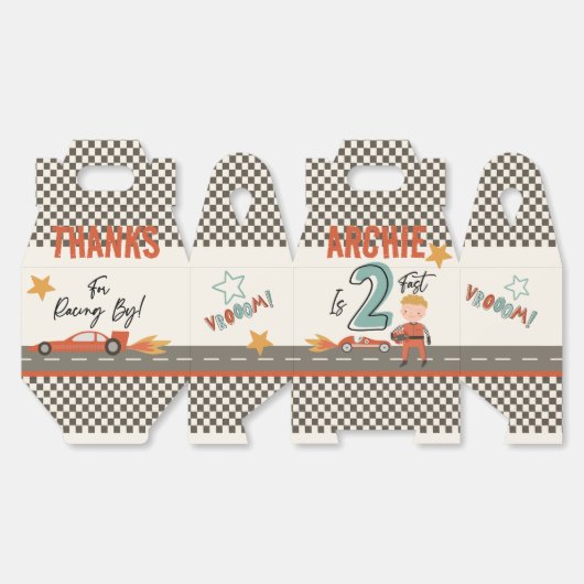 エキサイティングなレースカーをテーマにしたパーティーボックス フェイバーボックス (見開き)