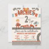 エキサイティングなレースカーをテーマにした招待状 (正面)