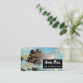 *エキサイティングな水彩ブルーブラックシルバー抽象芸術 名刺 (スタンド正面)