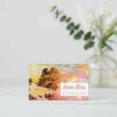 *エキサイティングな水彩抽象芸術ブルーピンク金ゴールド 名刺 (スタンド正面)