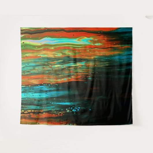 *~*エキサイティングアート抽象芸術ブはっきりしたラックブルーオレンジ タペストリー (正面(横))