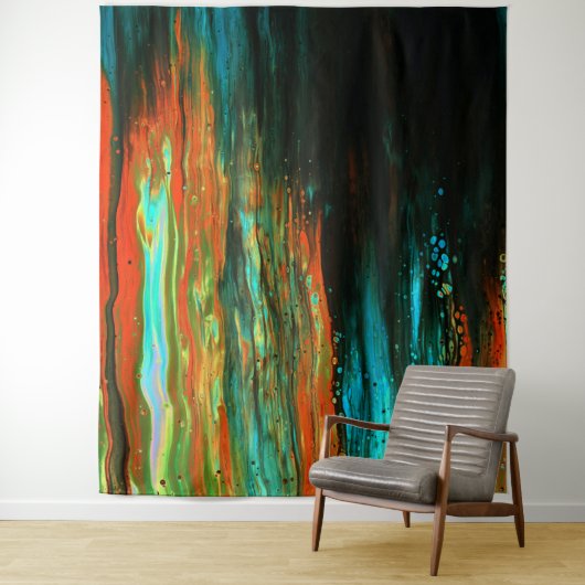 *~*エキサイティングアート抽象芸術ブはっきりしたラックブルーオレンジ タペストリー (インサイチュ)