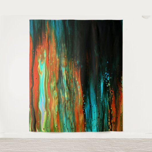 *~*エキサイティングアート抽象芸術ブはっきりしたラックブルーオレンジ タペストリー (正面)