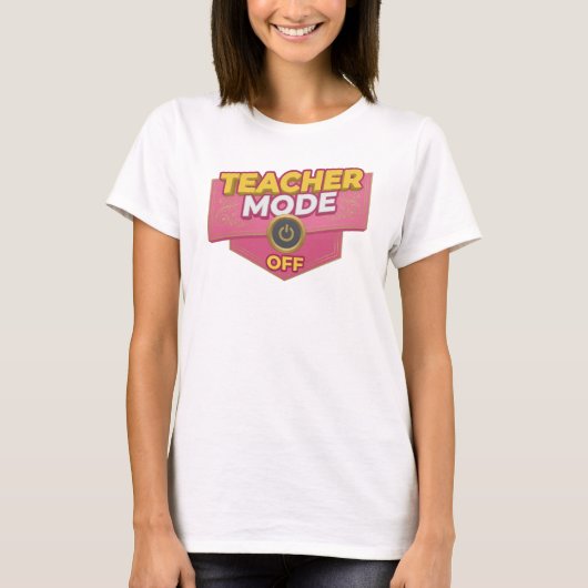 エキサイティングピンク TEACH MODE OFF ビジュアルデザイン Tシャツ (正面)