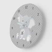 エキサイティングモノグラムエレファント水玉模様 ラージ壁時計 (傾斜)