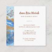 *~*エキサイティング抽象芸術水彩金ゴールドグリッター青 スクエア名刺 (裏面)