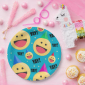 エキサイテッドハッピーYAY絵文字インパーティーハッツホリデーポス ペーパープレート (パーティー)