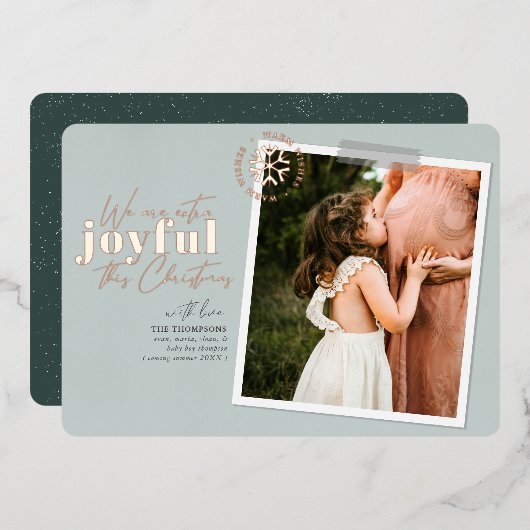 エキストラジョイグリーン妊娠告知バラ 箔シーズンカード (正面/裏面)