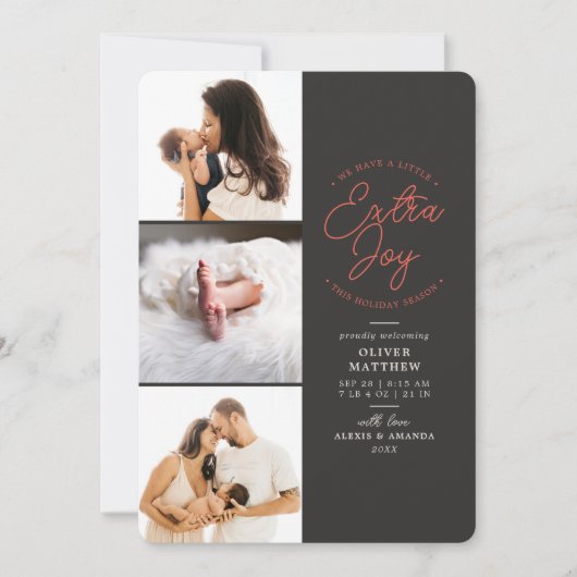 エキストラジョイ写真グレーホリデー誕生のお知らせ シーズンカード (正面)