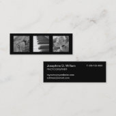 エキストラスモール3枚の写真またはロゴのブラックモダンシック スキニー名刺 (正面/裏面)