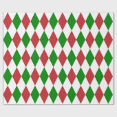 エキストララージダークレッド、グリーン、ホワイトハーレクイン ラッピングペーパー (フラット)