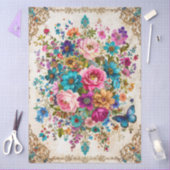 エキストララージバロックカラフル花模様の分離 薄葉紙 (クラフト)