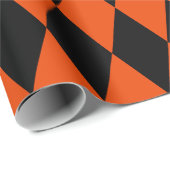 エキストララージブラックと明るいオレンジ色のハーレクイン ラッピングペーパー (ロールコーナー)