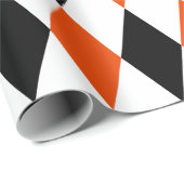 エキストララージブラック、明るいオレンジとホワイトハーレクイン ラッピングペーパー (ロールコーナー)