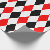 エキストララージレッド、ブラックとホワイトハーレクイン ラッピングペーパー (角)