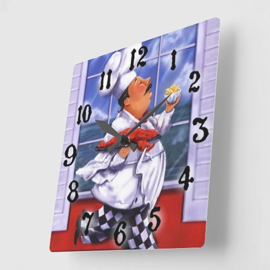 エキストララージロブスターシェフ スクエア壁時計 (傾斜)
