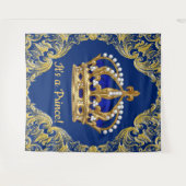 エキストララージ ロイヤルブルー ゴールド プリンス ベイビーシャワー タペストリー (正面(横))