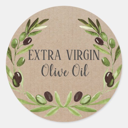 エキストラヴァージンオリーブ油素朴ボトル製品ラベル ラウンドシール (正面)