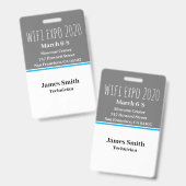 エキスポID 縦 グレー・ホワイト・ブルー バッジ (正面＆裏面)