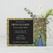 エキゾチックかわいらし孔雀フォト誕生日 招待状 (スタンド正面)