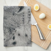 エキゾチックで白いユキヒョウ キッチンタオル (四つ折り)