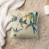 エキゾチックで青いハチドリの鳥の花の装飾用クッション クッション (ブランケット)