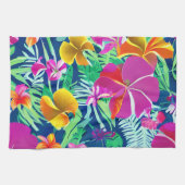 エキゾチックとトロピはっきりしたカル花模様 キッチンタオル (横)
