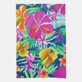 エキゾチックとトロピはっきりしたカル花模様 キッチンタオル (縦)
