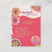 エキゾチックなアジアのロータスパターンピンク 名刺 (正面)