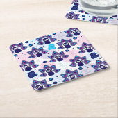 エキゾチックなインドの孔雀パターン スクエアペーパーコースター (アングル)